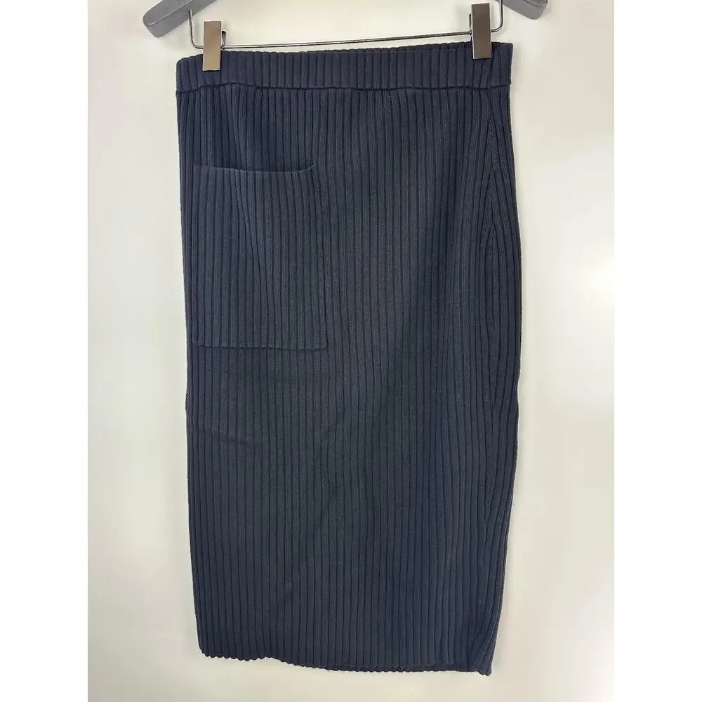 Universal Standard Ribbed Knit Patch Pocket Pencil Skirt Black M Plus Size 18 20 - Picture 3 of 11